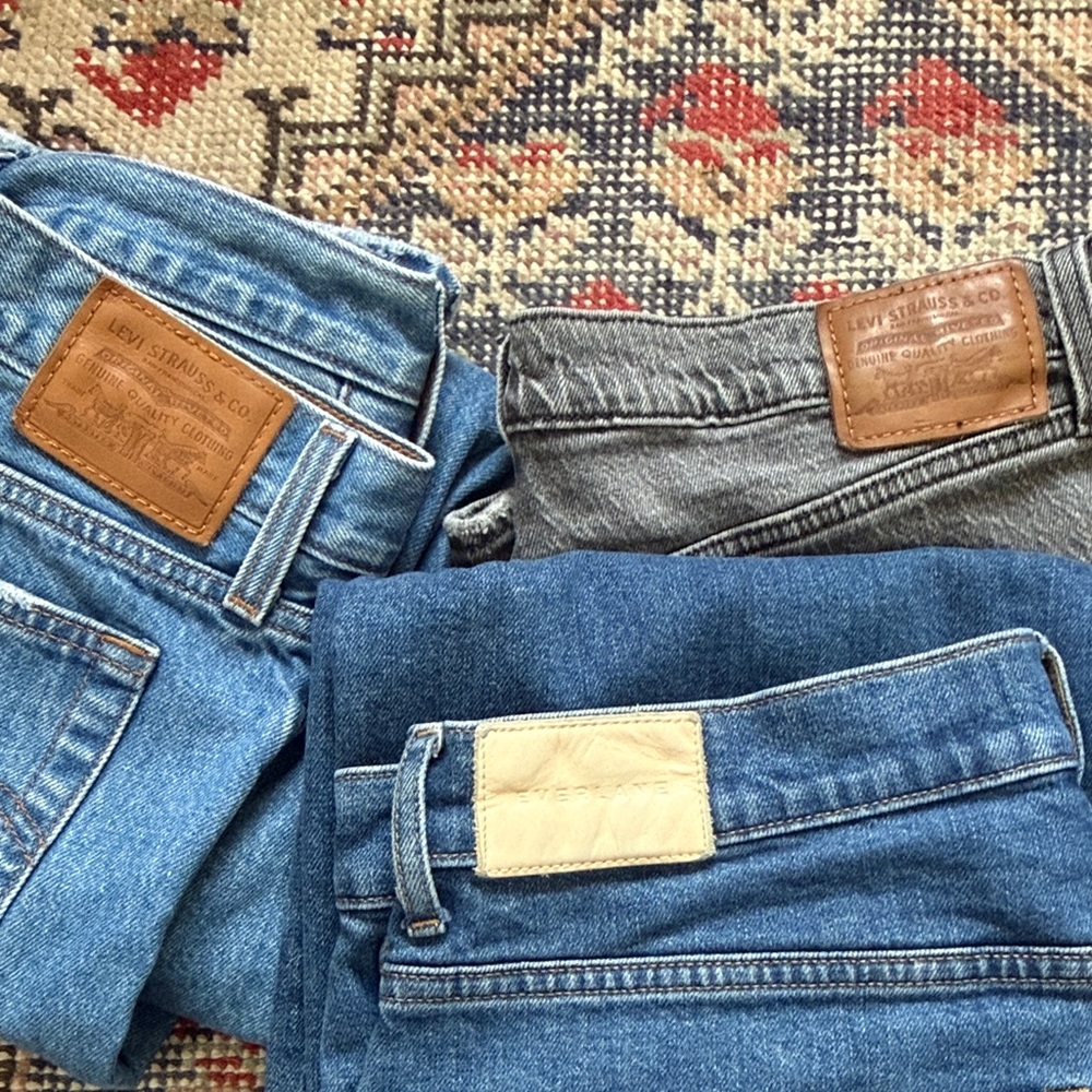 LOT OF JEANS: 6 pairs, size 32 & XL, Levi’s, Vince, Everlane, lucky, Citizens